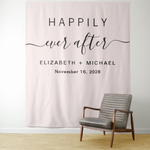 Happily Ever After Photo Booth Pink Tapestry