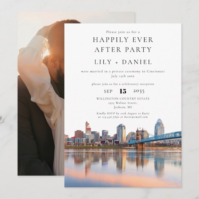 Happily Ever After Photo Cincinnati Wedding Invitation (Front/Back)