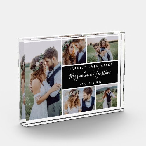 Happily Ever After Photo Collage Wedding Keepsake Block