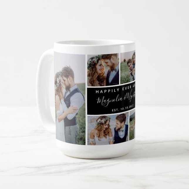 Happily Ever After Photo Collage Wedding Keepsake Coffee Mug (Front Left)