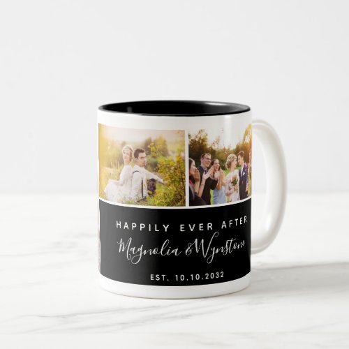 Happily Ever After Photo Collage Wedding Keepsake Two_Tone Coffee Mug