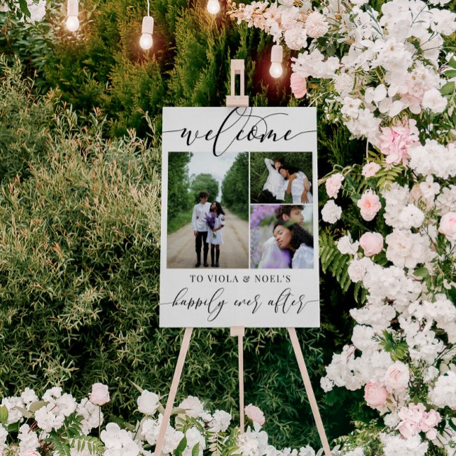 Happily Ever After Photo Collage Wedding Welcome F Foam Board (Creator Uploaded)