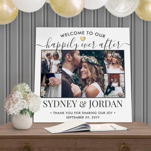 Happily Ever After Photo Collage Wedding Welcome Foam Board