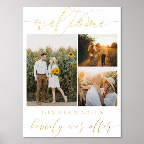 Happily Ever After Photo Collage Wedding Welcome Foil Prints