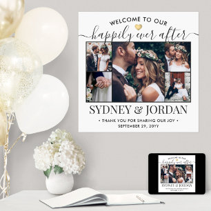 Happily Ever After Photo Collage Wedding Welcome Poster