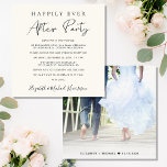 Happily Ever After Photo Cream Reception Invitation<br><div class="desc">Chic and elegant cream elopement or small wedding announcement and wedding reception square invitation. The front features "Happily Ever After Party" in a mix of simple typography and a modern script. Personalize your announcement and invitation and add your names in a signature-like script. The reverse side features your favorite wedding...</div>
