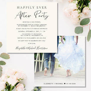 Happily Ever After Photo Cream Reception Invitation