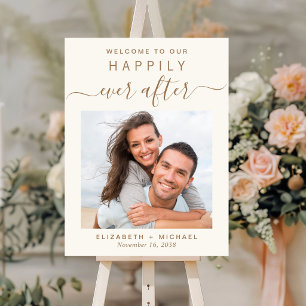 Happily Ever After Photo Ivory Gold Wedding Foam Board