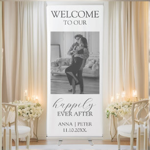 Happily Ever After Photo Minimalist Welcome Sign
