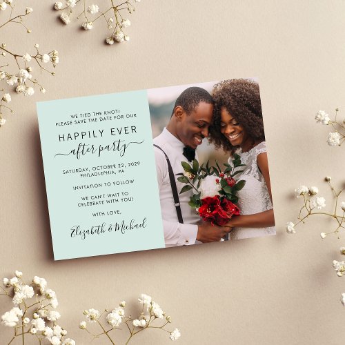 Happily Ever After Photo Mint Wedding Reception Save The Date