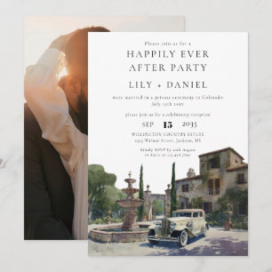Happily Ever After Photo Old Money Estate Wedding Invitation