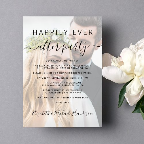 Happily Ever After Photo Overlay Wedding Reception Invitation