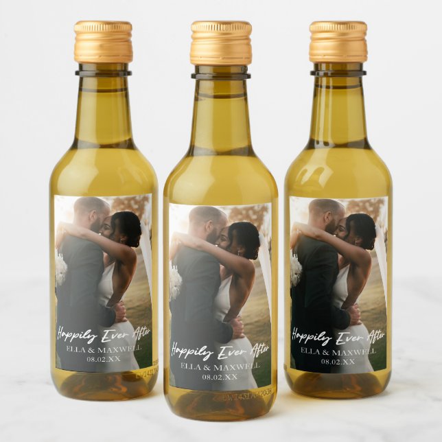 Happily Ever After Photo Picture Wedding Favor Wine Label (Bottles)