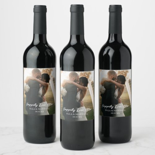 Happily Ever After Photo Picture Wedding Favor Wine Label