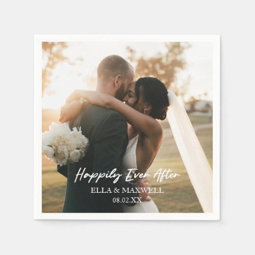 Happily Ever After Photo Picture Wedding Napkins