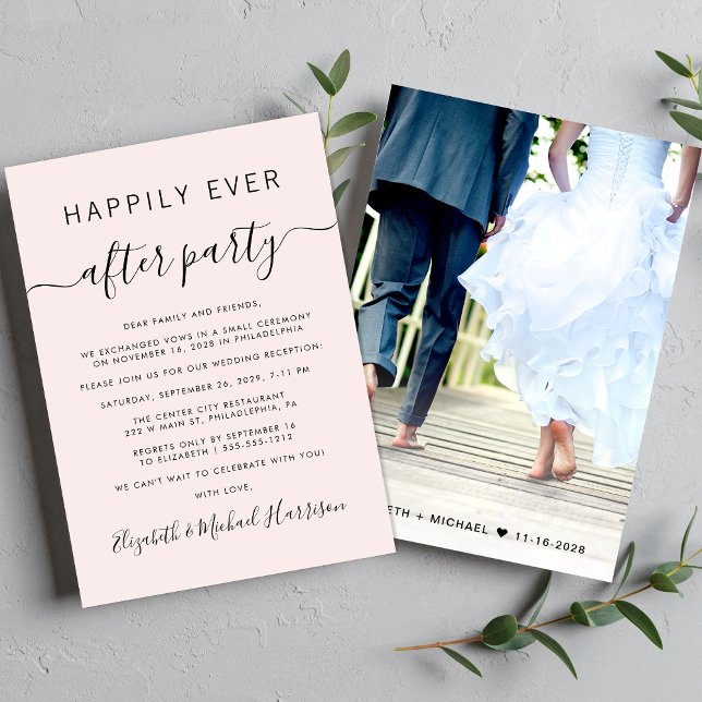 Happily Ever After Photo Pink Wedding Reception Invitation (Creator Uploaded)