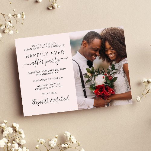 Happily Ever After Photo Pink Wedding Reception Save The Date