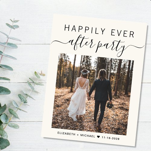 Happily Ever After Photo QR Code Wedding Reception Announcement Postcard