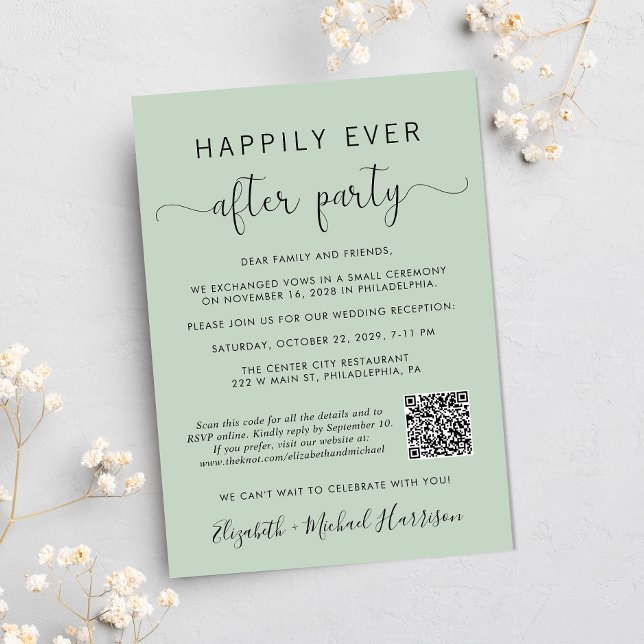 Happily Ever After Photo QR Code Wedding Reception Invitation (Input your website address to create a QR code)