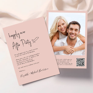 Happily Ever After Photo QR Code Wedding Reception Invitation