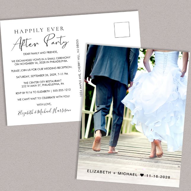 Happily Ever After Photo Reception Invitation Postcard (Creator Uploaded)