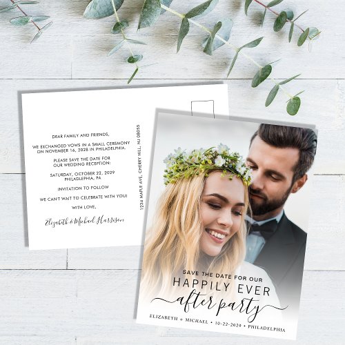 Happily Ever After Photo Reception Save The Date Announcement Postcard