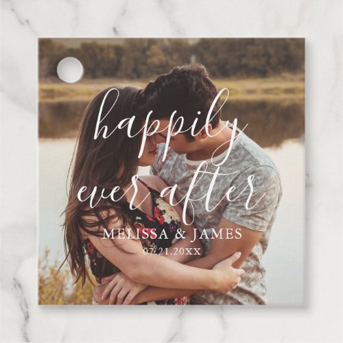 Happily Ever After Photo Wedding Favor Tags