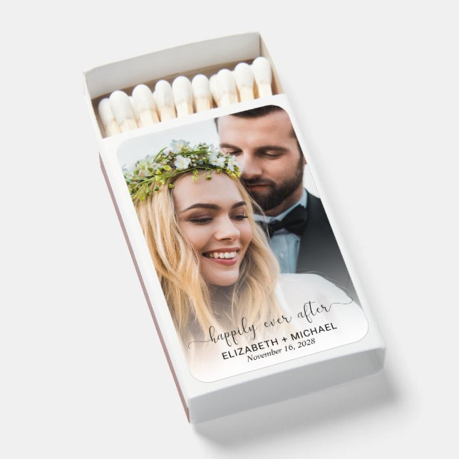Happily Ever After Photo Wedding Matchboxes (Front Open)