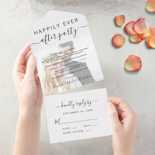 Happily Ever After Photo Wedding Reception All In One Invitation