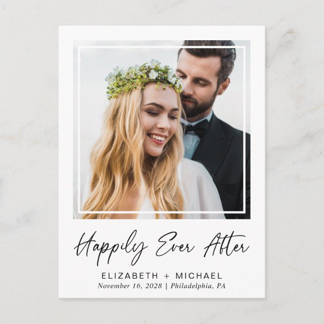Happily Ever After Photo Wedding Reception Announcement Postcard (Front)