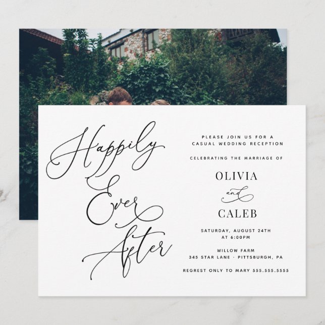 Happily Ever After Photo Wedding Reception Invitation (Front/Back)