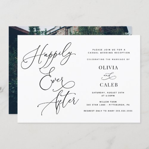 Happily Ever After Photo Wedding Reception Invitation