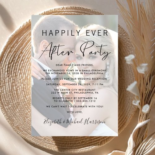 Happily Ever After Photo Wedding Reception Invitation