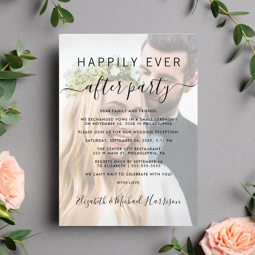 Happily Ever After Photo Wedding Reception Invitation