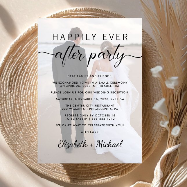 Happily Ever After Photo Wedding Reception Invitation (From private vows to a grand happily ever after party - celebrate with family and friends)