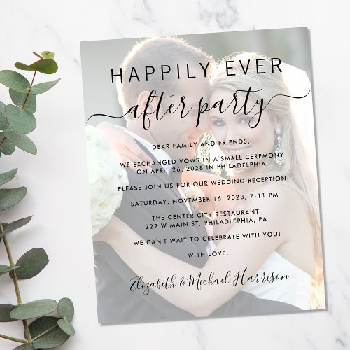 Happily Ever After Photo Wedding Reception Invite