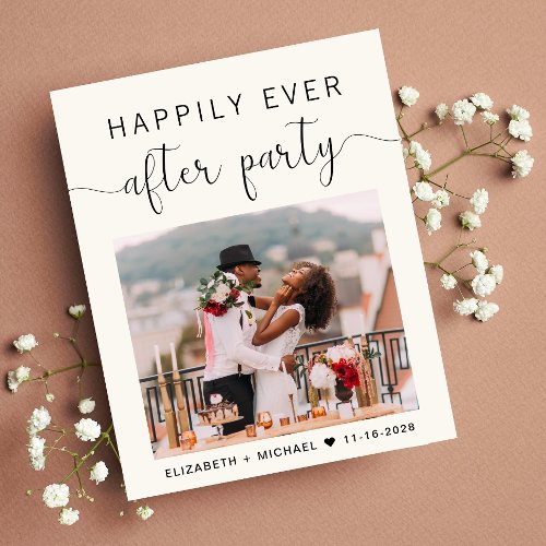 Happily Ever After Photo Wedding Reception Invite