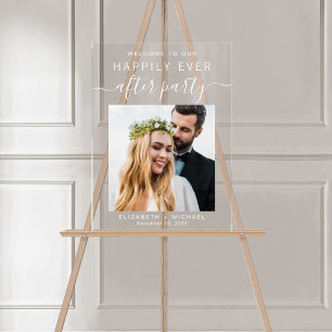 Happily Ever After Photo Wedding Reception Welcome Acrylic Sign