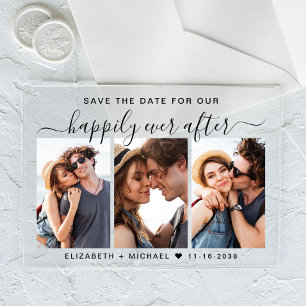 Happily Ever After Photo Wedding Save The Date Acrylic Invitations