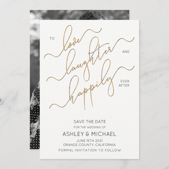 Happily Ever After Photo Wedding Save The Date Invitation (Front/Back)