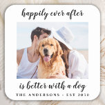 Happily Ever After Photo Wedding Square Sticker<br><div class="desc">Happily Ever After Is Better With A Dog! Add the finishing touch to your wedding with these cute custom photo stickers . Perfect for your wedding after party and reception, and as wedding favor labels for your guests. Customize these photo wedding stickers with your favorite wedding photo, dog of honors...</div>