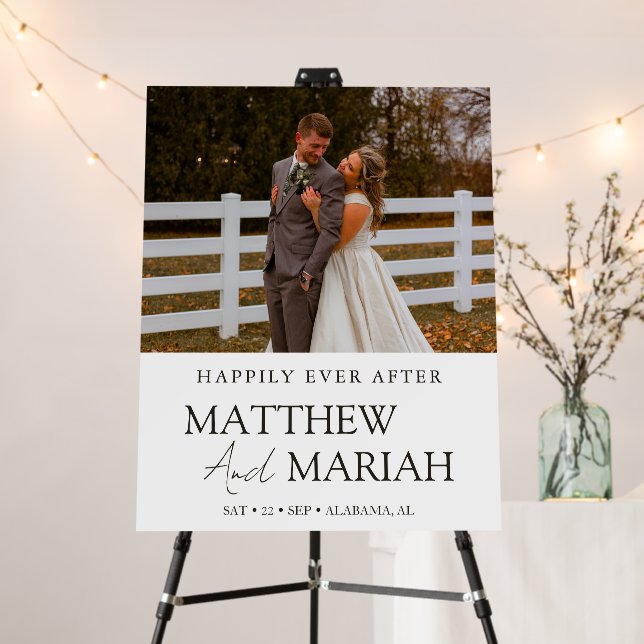 Happily Ever After Photo Wedding Welcome Sign (In Situ (Stand))