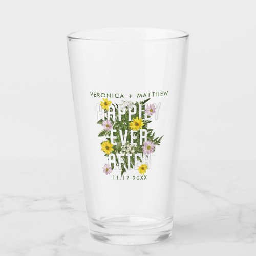 Happily Ever After Pink and Yellow Floral Glass
