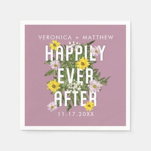 Happily Ever After Pink and Yellow Floral Napkins