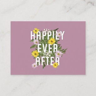 Happily Ever After Pink and Yellow Floral Place Card