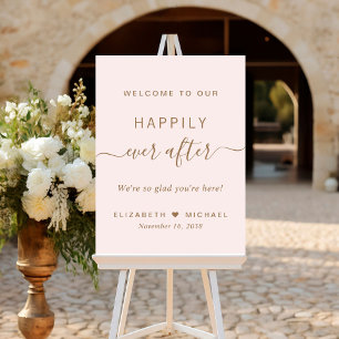 Happily Ever After Pink Gold Wedding Welcome Foam Board