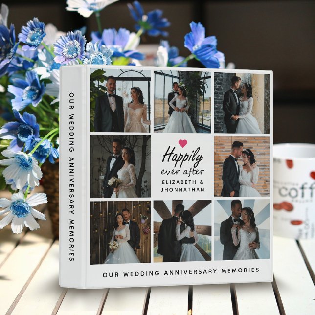 Happily Ever After Pink Heart Wedding Photo Album 3 Ring Binder (Creator Uploaded)