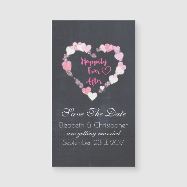Happily Ever After Pink Hearts Save the Date (Front)