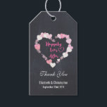 Happily Ever After Pink Hearts Wedding Thank You Gift Tags<br><div class="desc">A wedding thank you gift tag. Designed with a romantic illustration of a bunch of little pink glittering hearts forming a heart-shaped frame. Inside it says "Happily Ever After" in a trendy handwritten style font. Set on a black chalkboard background. Personalize with the bride and groom's names and wedding date....</div>