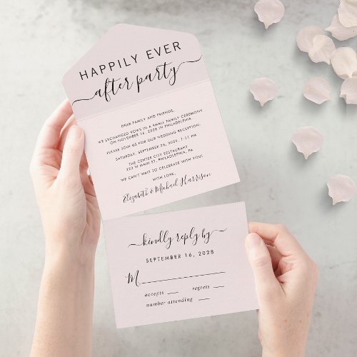Happily Ever After Pink Wedding Reception All In One Invitation